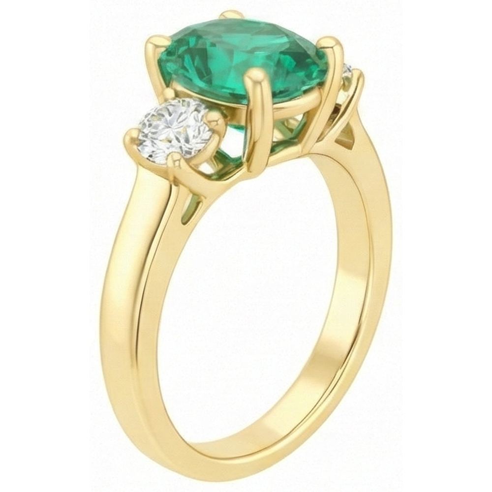 natural round emerald 5.25ct ring top view