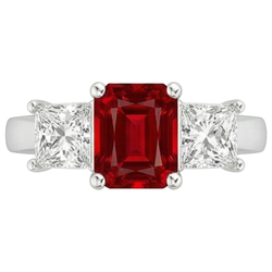 Natural Ruby Ring 4ct - White Gold 14K