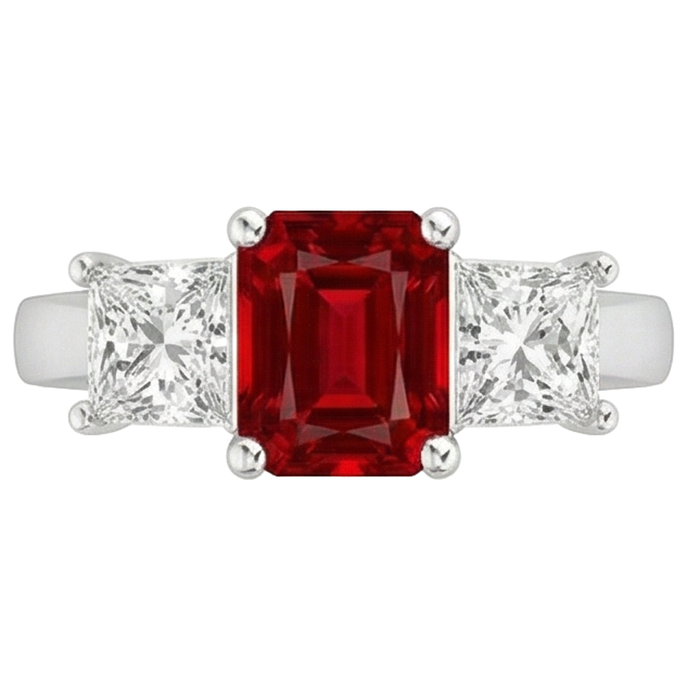 natural princess ruby 4ct ring front view