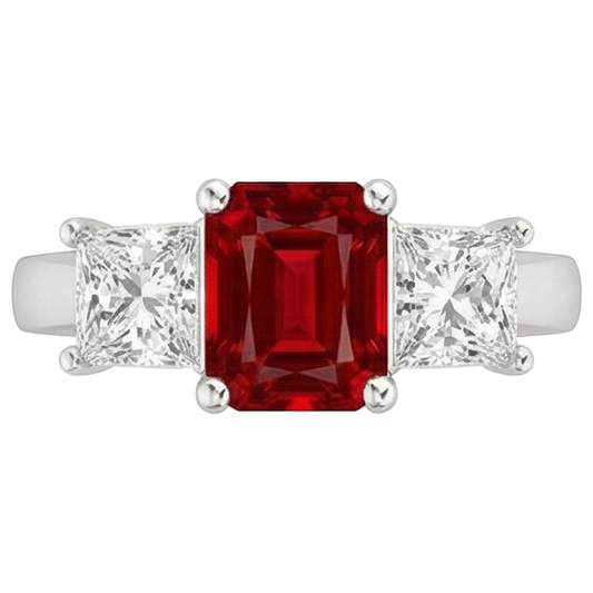natural princess ruby 4ct ring front view