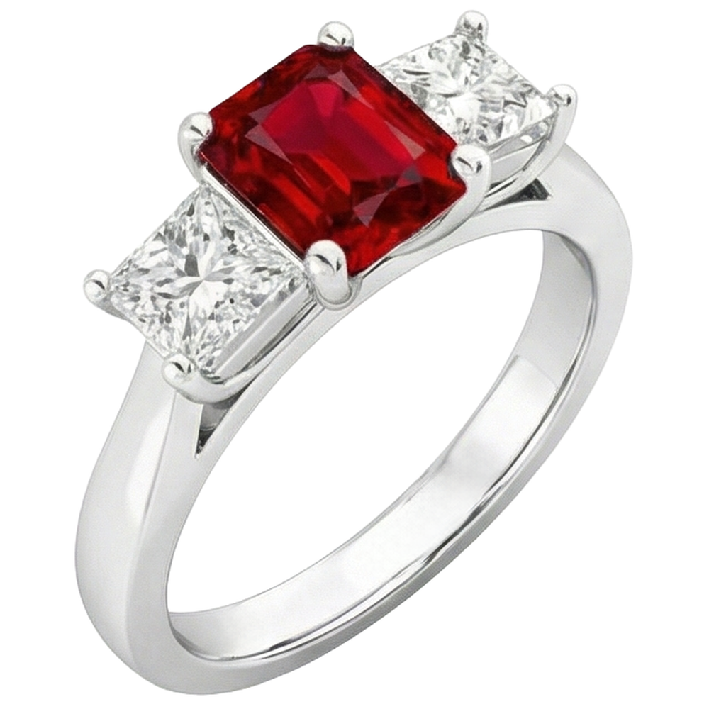 natural princess ruby 4ct ring top view