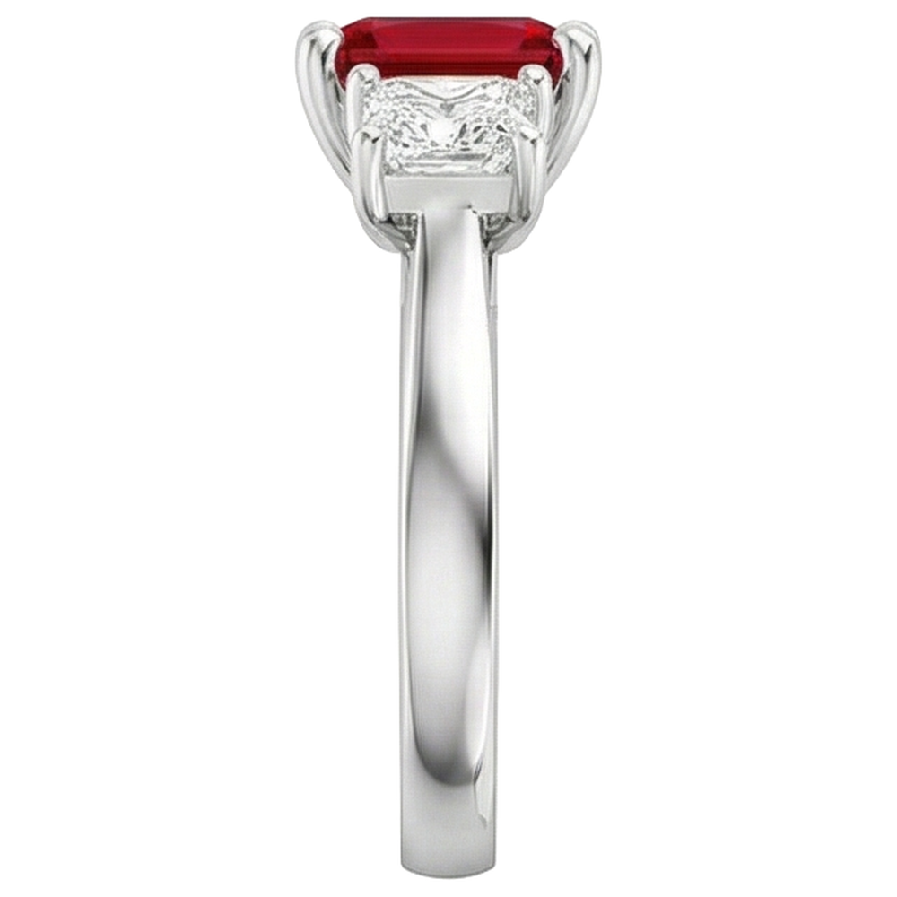 natural princess ruby 4ct ring profile view