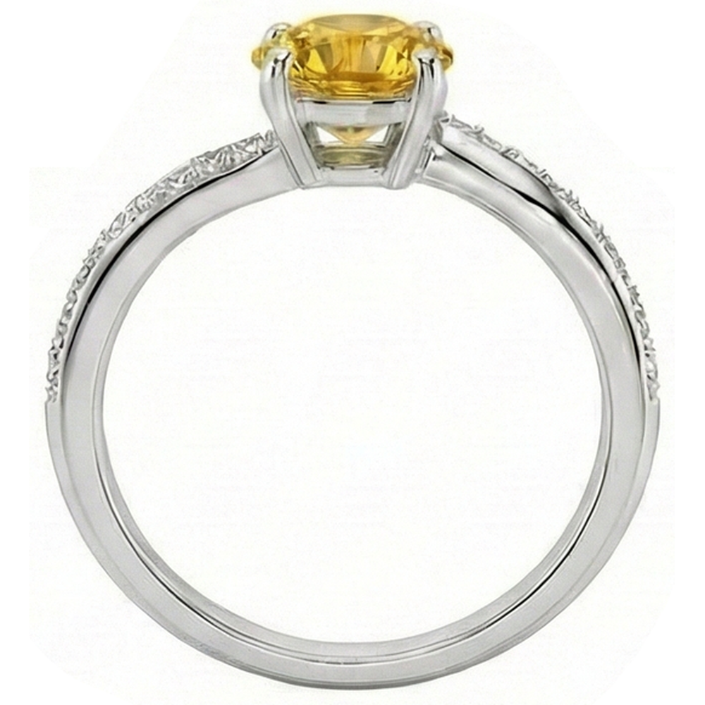 Prong Set Round Cut 3.50 Ct Yellow Sapphire With Natural Earth Mined Diamond ( Not Lab Grown )s Ring