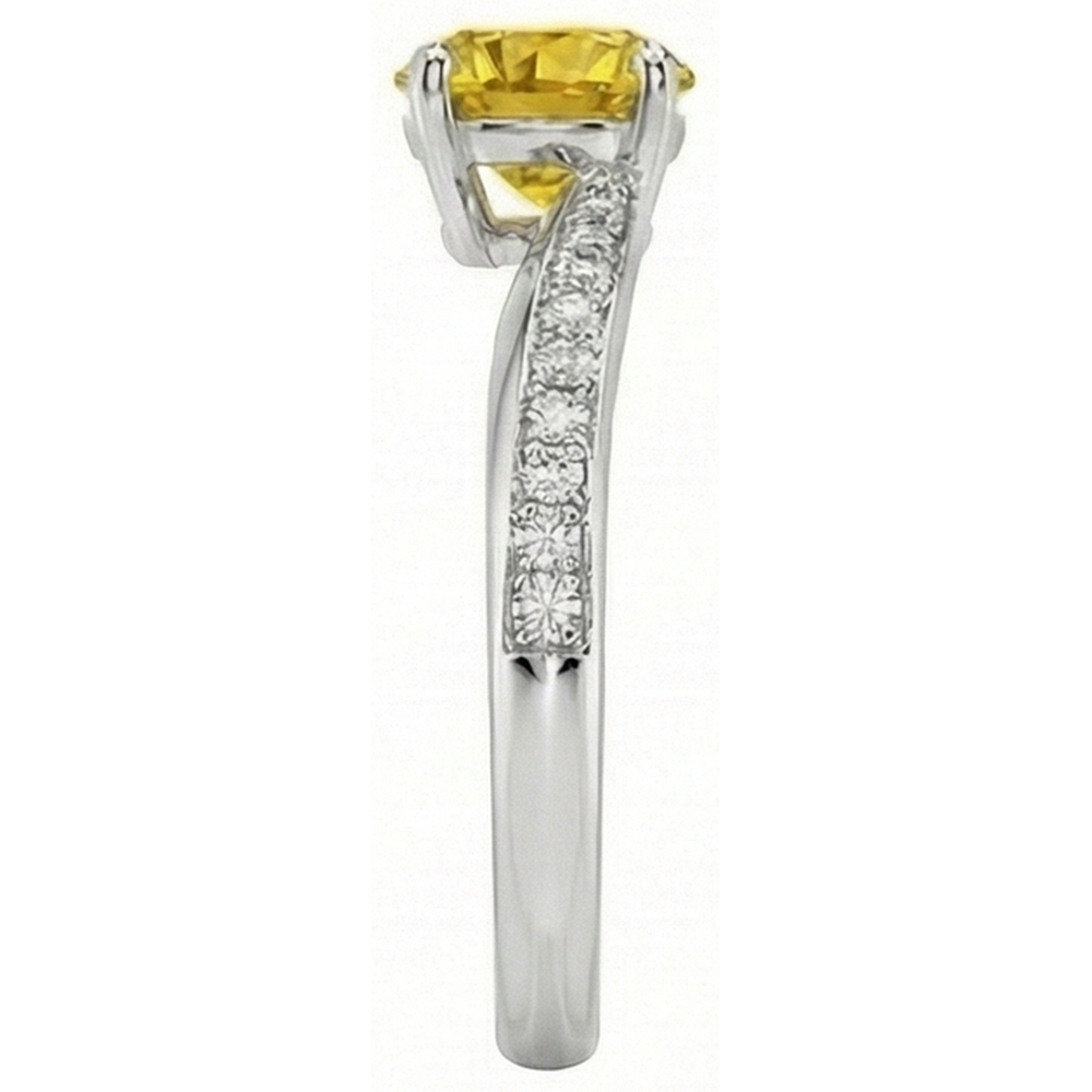 Prong Set Round Cut 3.50 Ct Yellow Sapphire With Natural Earth Mined Diamond ( Not Lab Grown )s Ring
