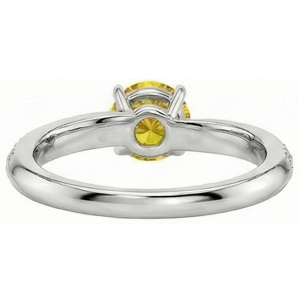 Prong Set Round Cut 3.50 Ct Yellow Sapphire With Natural Earth Mined Diamond ( Not Lab Grown )s Ring