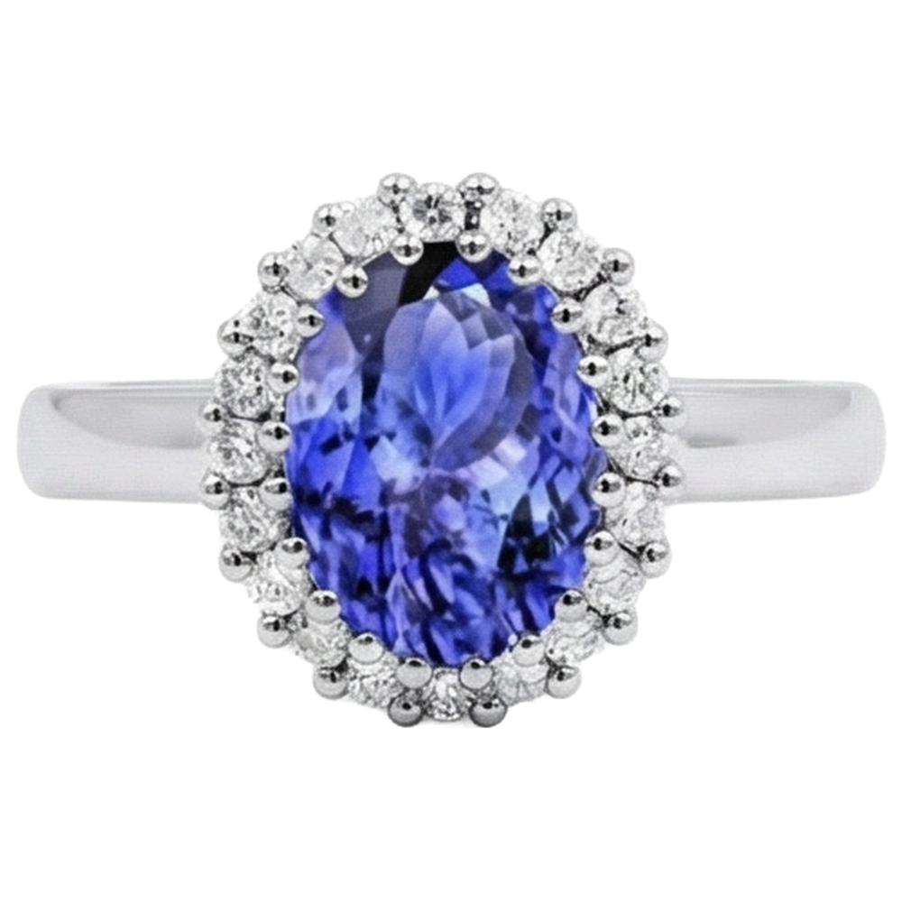 natural round tanzanite 3.70ct ring side angle