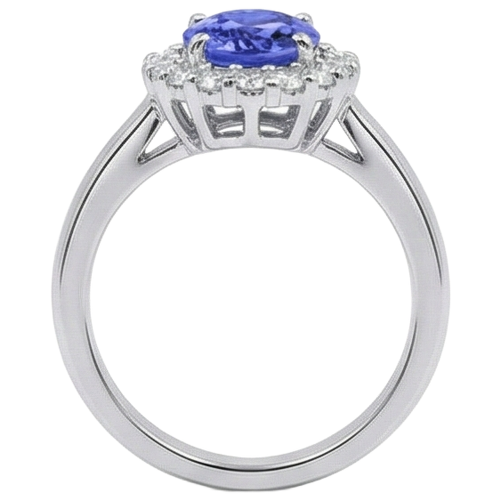 natural round tanzanite 3.70ct ring profile view
