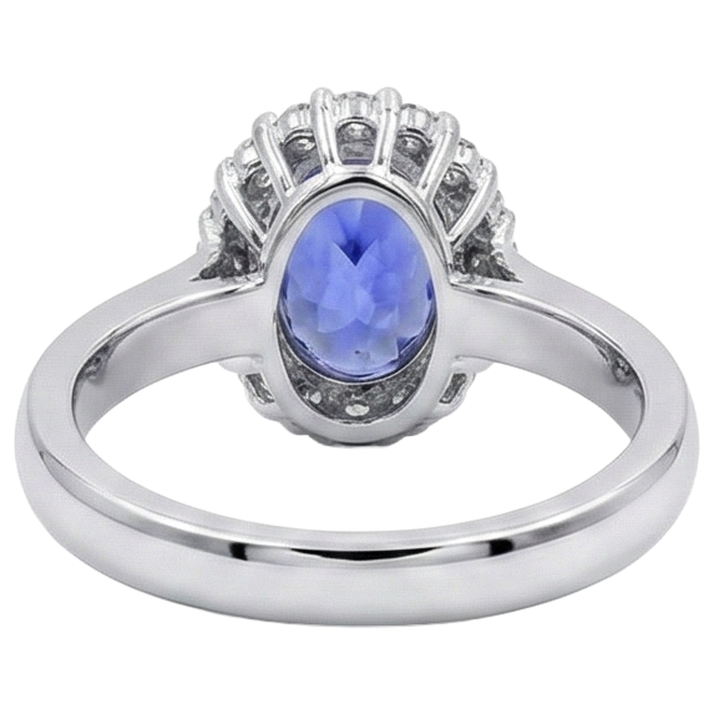natural round tanzanite 3.70ct ring on white background