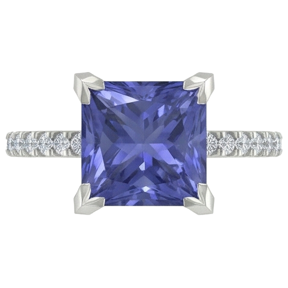 natural round tanzanite 3.80ct ring side angle
