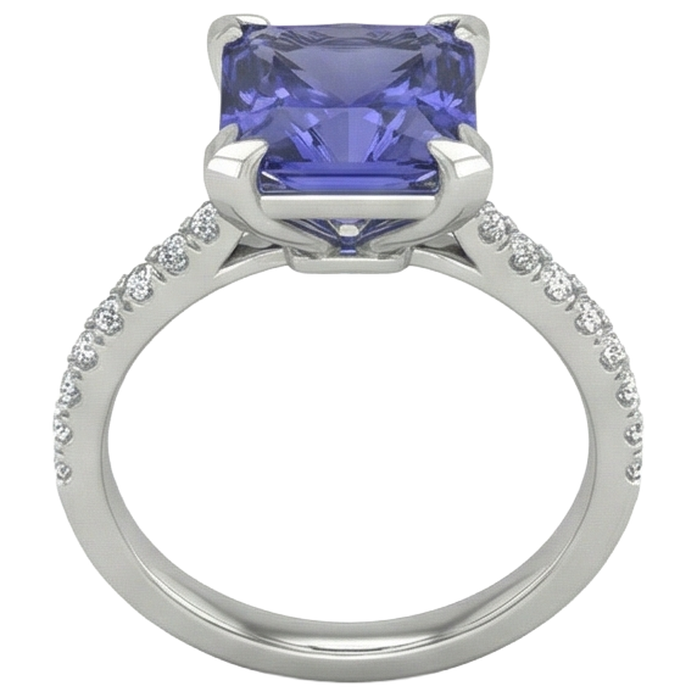 natural round tanzanite 3.80ct ring top view