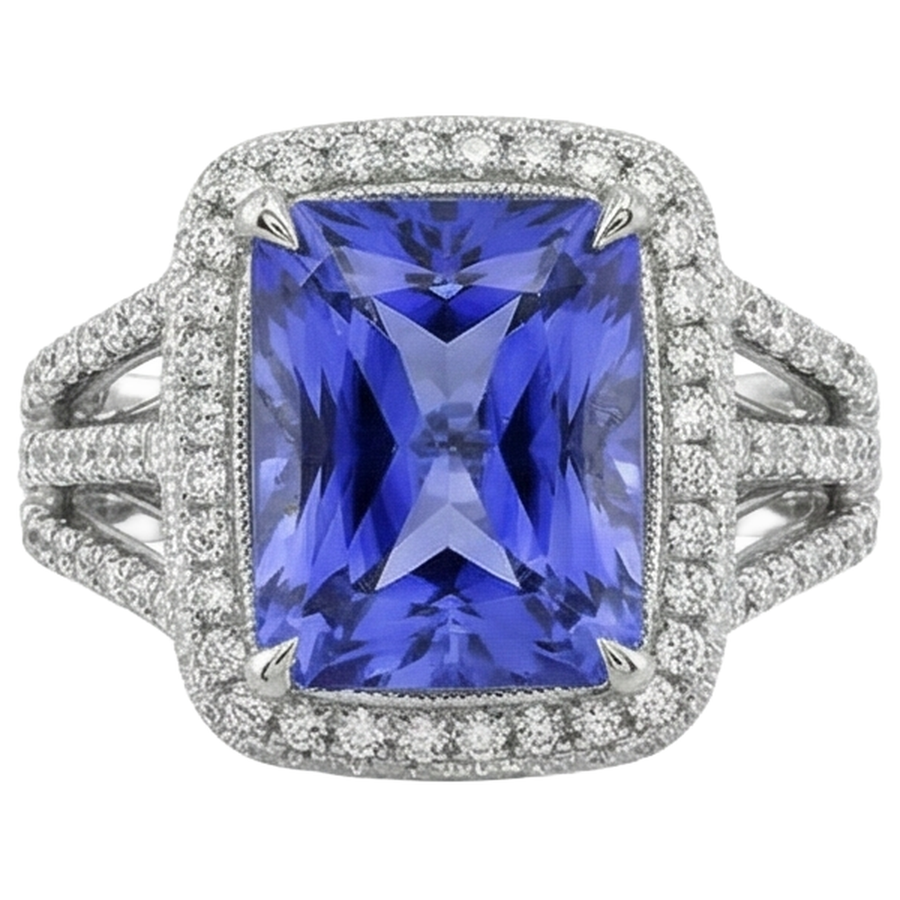 natural round tanzanite 4.78ct ring side angle