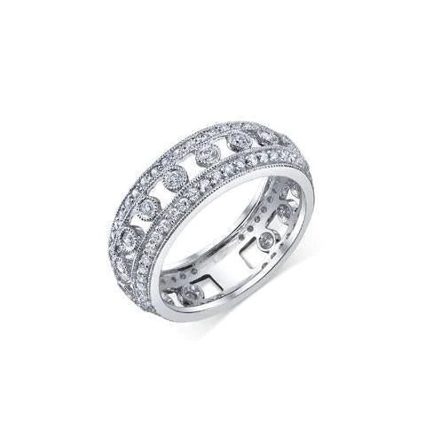 Prong And Bezel Set 4.50 Ct Round Cut Real Diamond Wedding Band Gold 14K