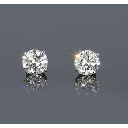 Prong Round Genuine Diamond Stud Earrings 1.50 Carats White Gold 14K Jewelry