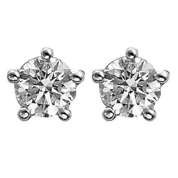 Prong Set 3.00 Carats Sparkling Real Diamonds Studs Earrings White Gold 14K