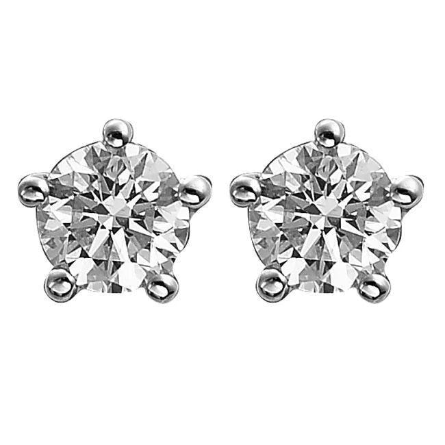 Prong Set 3.00 Carats Sparkling Real Diamonds Studs Earrings White Gold 14K