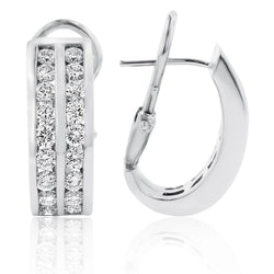 Prong Set 4.50 Carats Real Natural Earth Mined Diamonds Women Hoop Earrings White Gold 14K