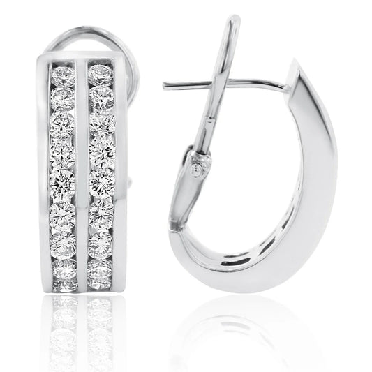 Prong Set 4.50 Carats Real Diamonds Women Hoop Earrings White Gold 14K