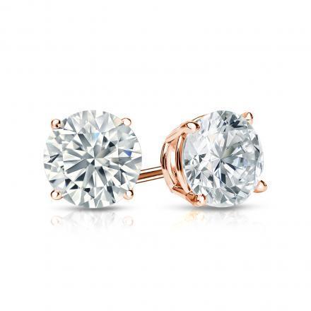 Prong Set 5.00 Carats Round Cut Real Diamonds Studs Earrings Rose Gold