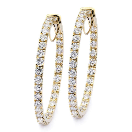 Prong Set 5 Carats F Vvs1 Real Diamonds Ladies Hoop Earrings Gold 14K