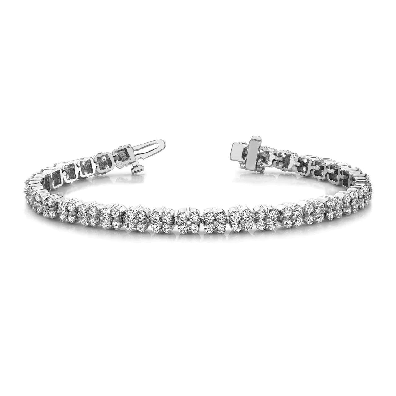 Prong Set 6.60 Carats Round Cut Real Diamonds Bracelet White Gold 14K New