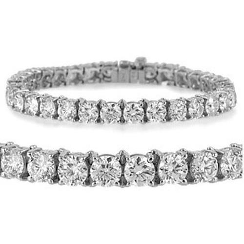 Prong Set 6.80 Carats Real Diamonds Tennis Bracelet Gold White 14K New