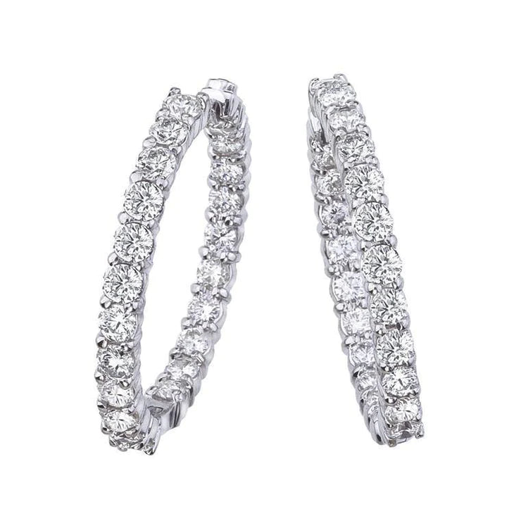 Prong Set F Vvs1 6.50 Carats Genuine Diamonds Hoop Earrings Gold White 14K