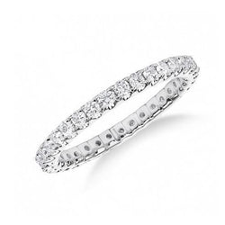 Prong Set Round Cut 1.65 Ct Natural Diamond Women Engagement Band WG 14K