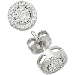 Prong Set Round Cut 3.10 Carats Genuine Diamond Women Stud Halo Earrings