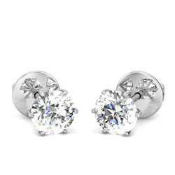 Prong Set Round Cut 3.50 Carats Real Natural Earth Mined Diamonds Lady Studs Earrings Gold