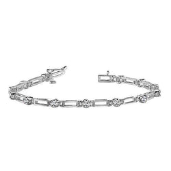 Prong Set Round Natural Diamond Lady Tennis Bracelet White Gold 14K 2.60 Ct