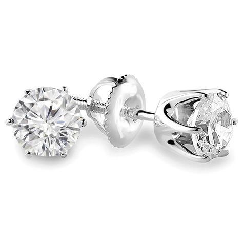 Prong Set Solitaire Round Brilliant Cut 0.74 Ct Natural Diamond Studs Earring