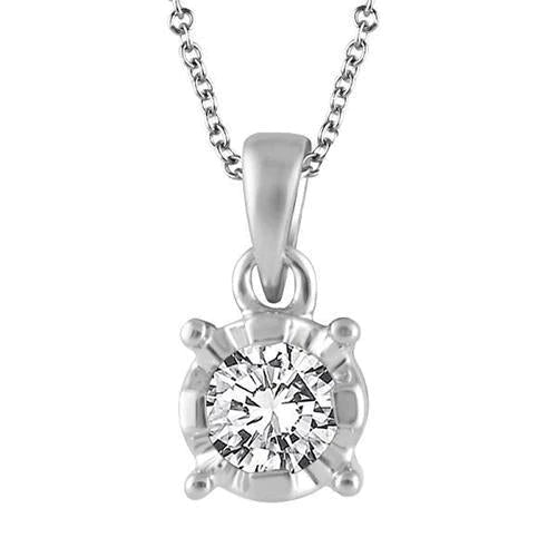 Prong Set Solitaire Round Cut 2.25 Ct Real Diamond Pendant Necklace