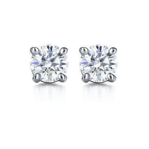 Prong Set Sparkling 1.50 Carats Natural Diamonds Studs Earrings 14K White Gold