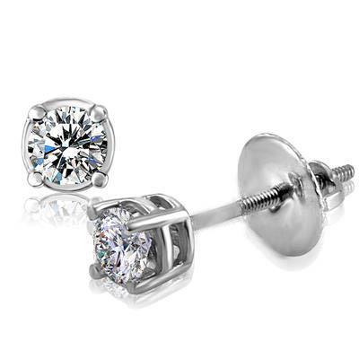 Prong Set Sparkling 1.80 Ct Natural Diamonds Studs Earrings White Gold 14K