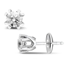 Prong Set Sparkling 3.20 Ct Round Cut Genuine Diamonds Women Studs Earrings