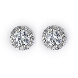 Prong Set Sparkling 4.40 Ct. Real Diamonds Ladies Studs Halo Earrings Wg