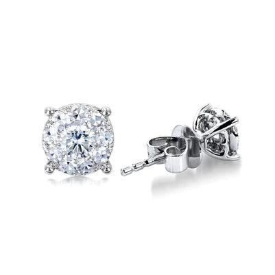 Prong Set Sparkling 4.50 Carats Natural Diamonds Studs Earrings 14K White