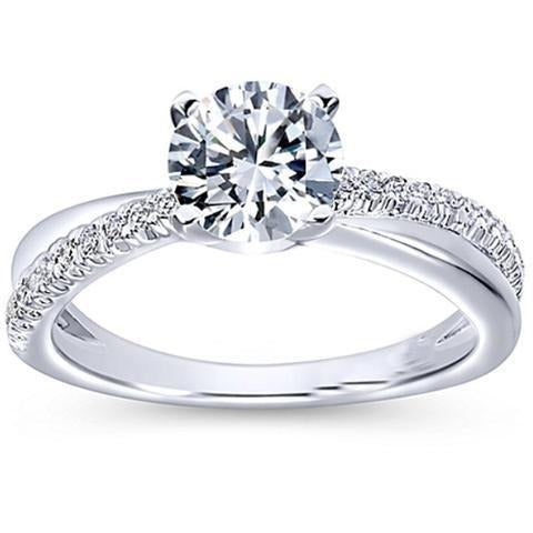 Prong Set Sparkling Round Cut 3.35 Carats Real Diamond Engagement Ring