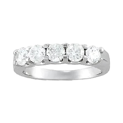 Prong Set White Gold 14K 1.25 Carat Real Diamond Engagement Band