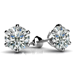 Prong Setting 3.5 Carats Round Genuine Diamond Solitaire Stud Lady Earring