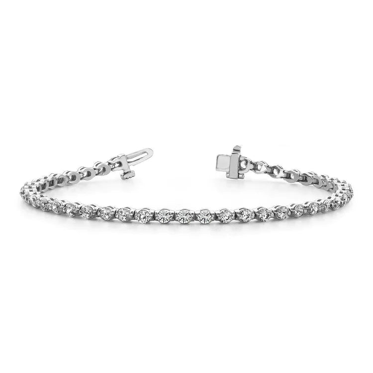 Prong Setting 4.20 Ct Round Cut Genuine Diamonds Tennis Bracelet White Gold