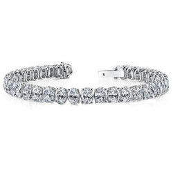 Prong Oval Lab Grown Diamonds Tennis Bracelet Solid Gold Fine Jewelry 13.75 Ct.