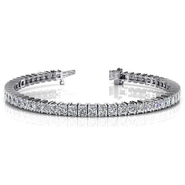 Prong Set Lab Grown Diamonds Tennis Bracelet 13 Ct Princess Cut White Gold14K - Tennis Bracelet-harrychadent.ca