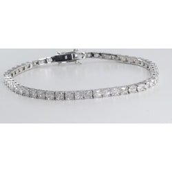Prong Set Radiant Cut 7.50 Carats Lab Grown Diamond Tennis Bracelet White Gold 14K
