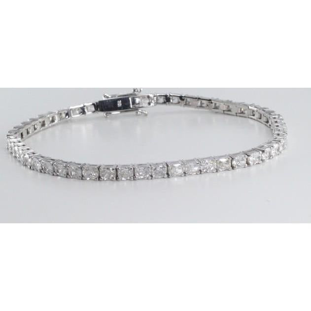Prong Set Radiant Cut 7.50 Carats Lab Grown Diamond Tennis Bracelet WG14K
