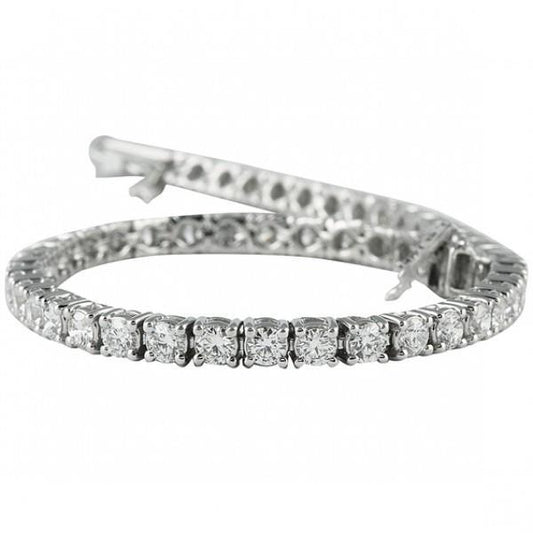 Prong Set Round Lab Grown Diamond Tennis Bracelet Women Gold Jewelry 7.50 Ct