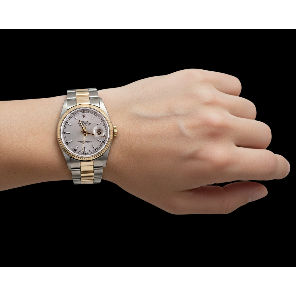 Quick Set Rolex Watch Oyster Band No Holes Datejust Rolex Two Tone QUICK SET