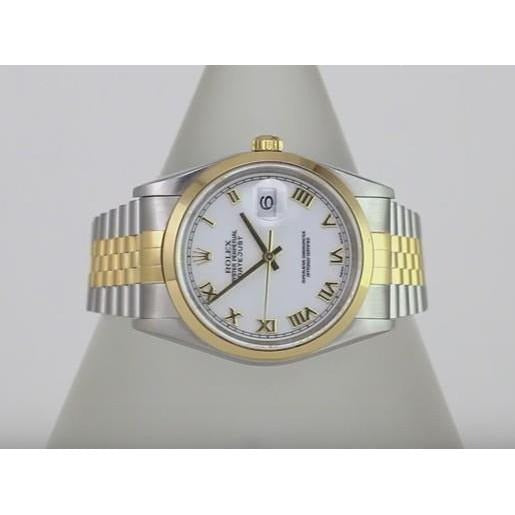 Datejust Men's Watch Smooth Bezel White Roman Dial