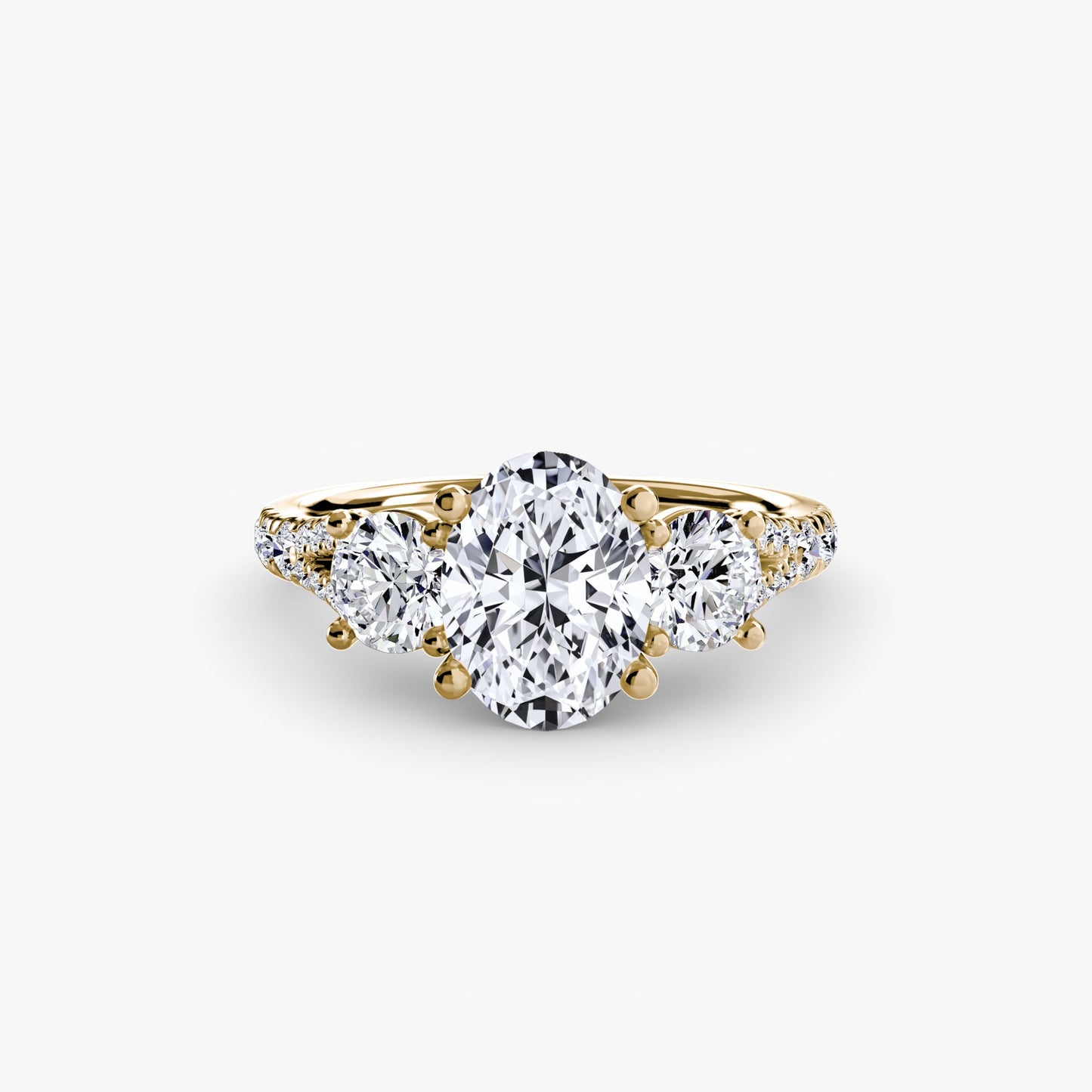 Fine Diamond Round Brilliant Setting in Gold – profile view