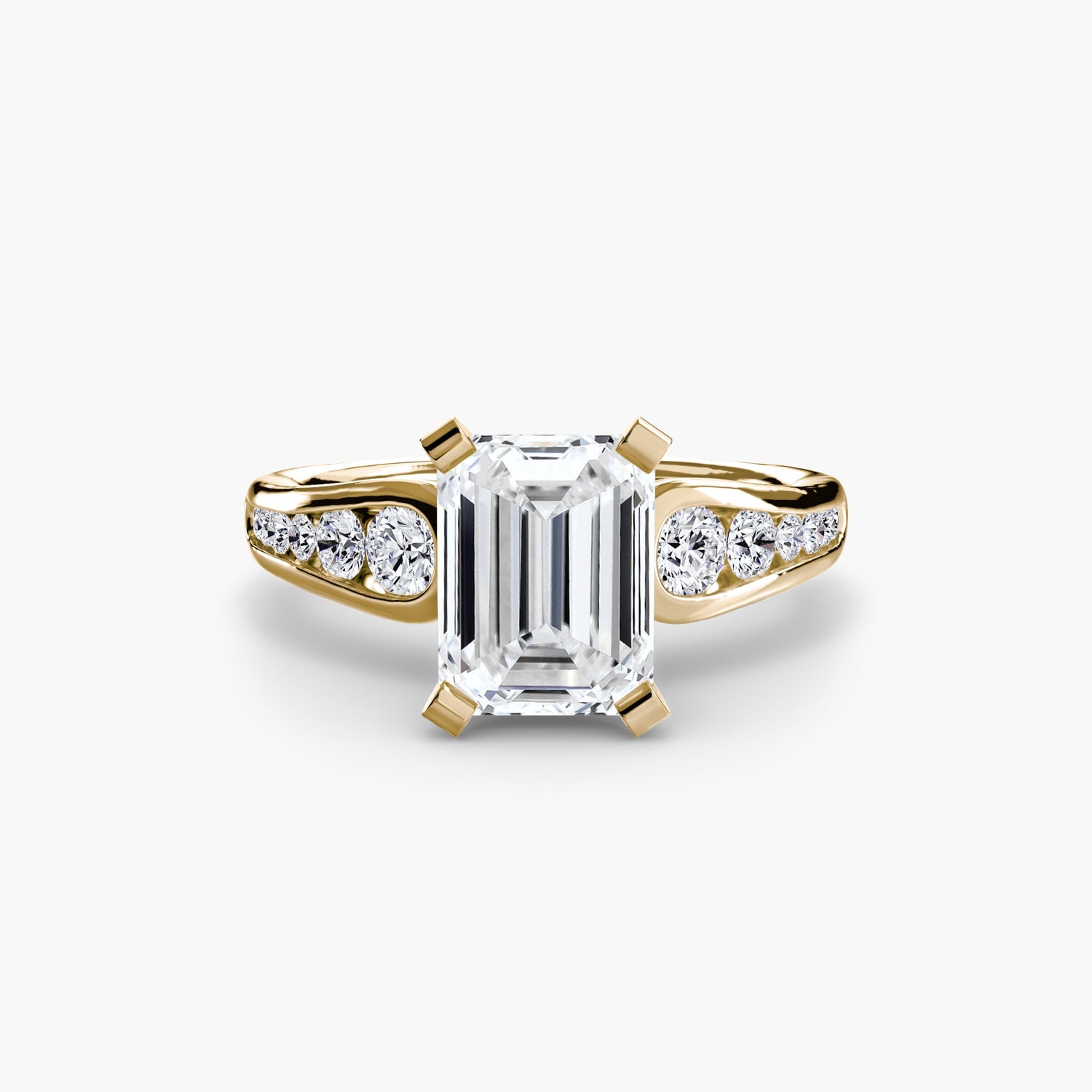 Round Brilliant Precious Stone ring in Gold – top view